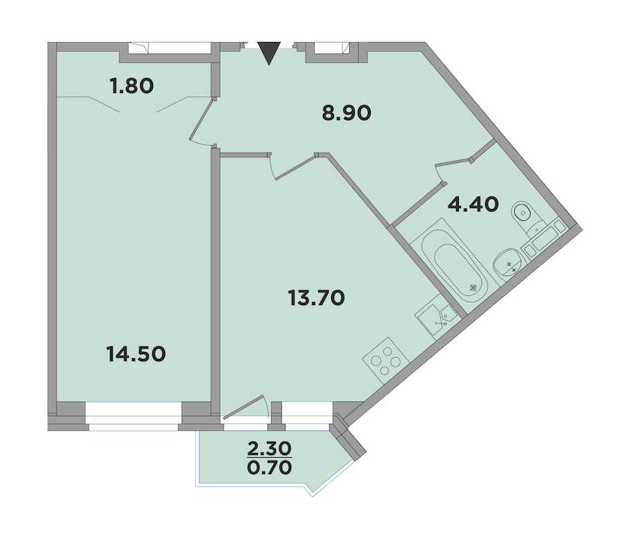 Однокомнатная квартира в : площадь 43.3 м2 , этаж: 1 – купить в Санкт-Петербурге